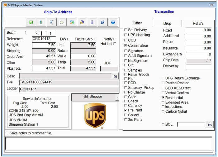 Multi Carrier Shipping Software API screen