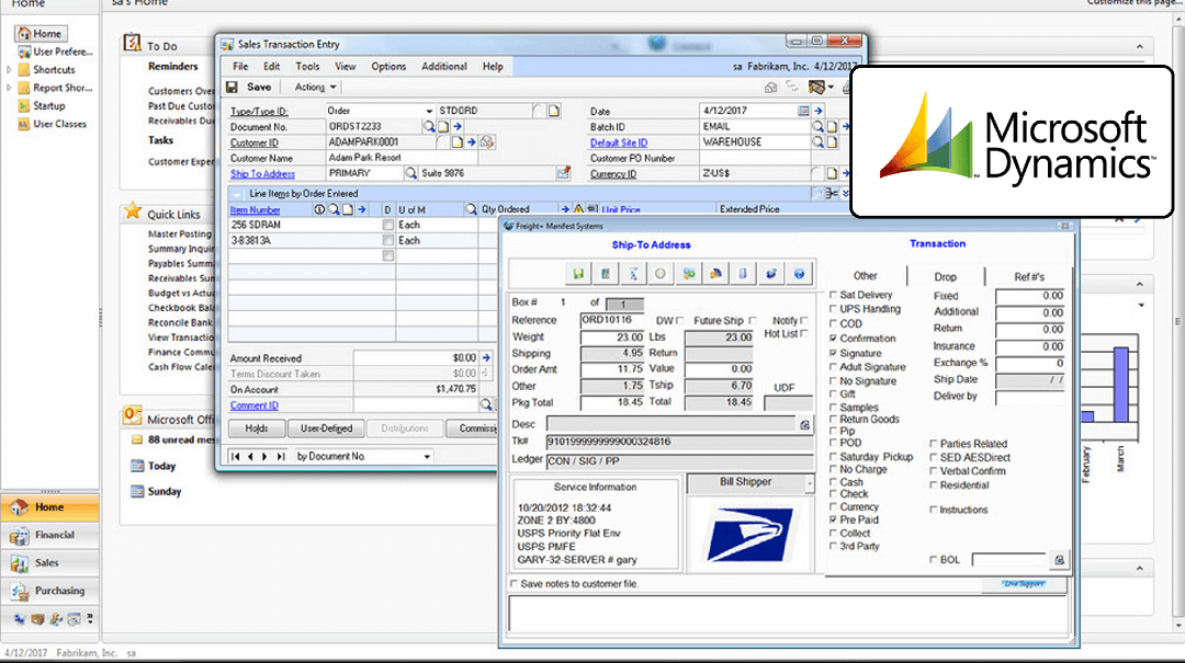 MS Dynamics Shipping Software Enter Shipments